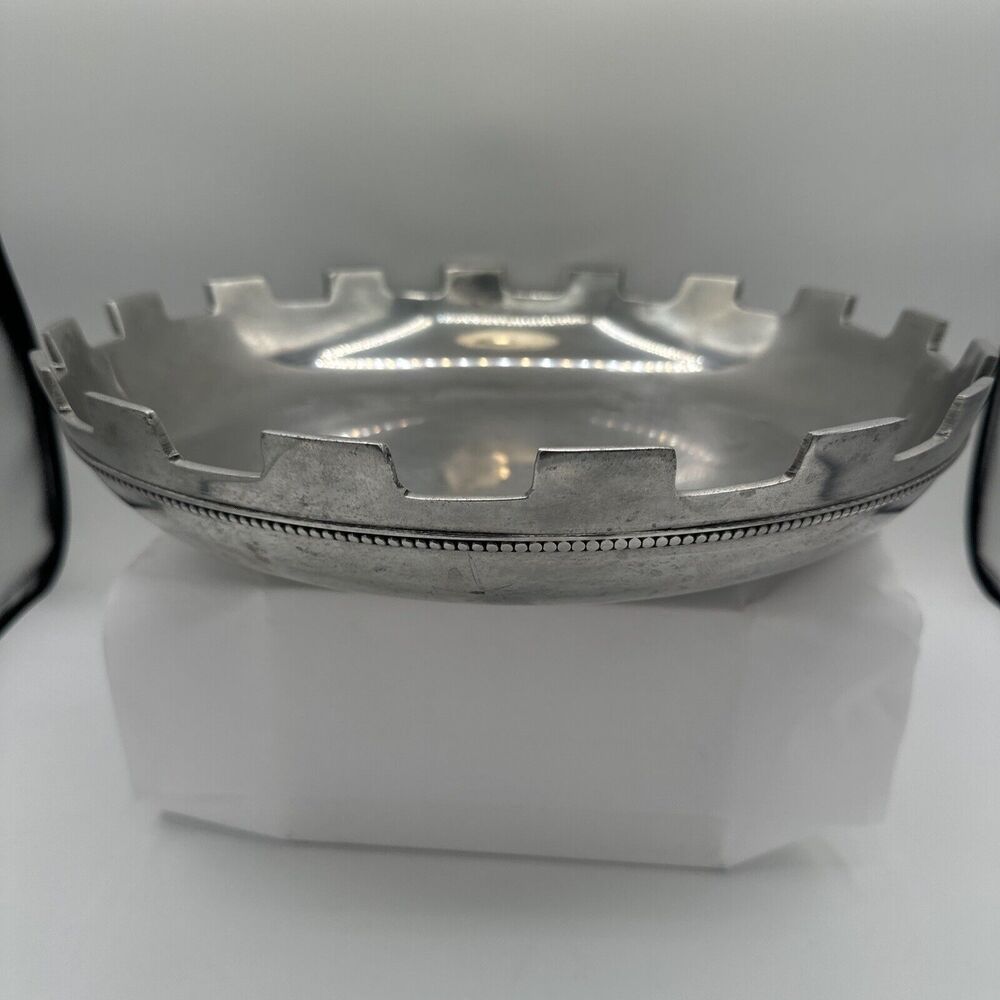 Lisa Jenks for Lunt Silversmiths 13" Castle Notch Metal Aluminum Bowl Beaded Des